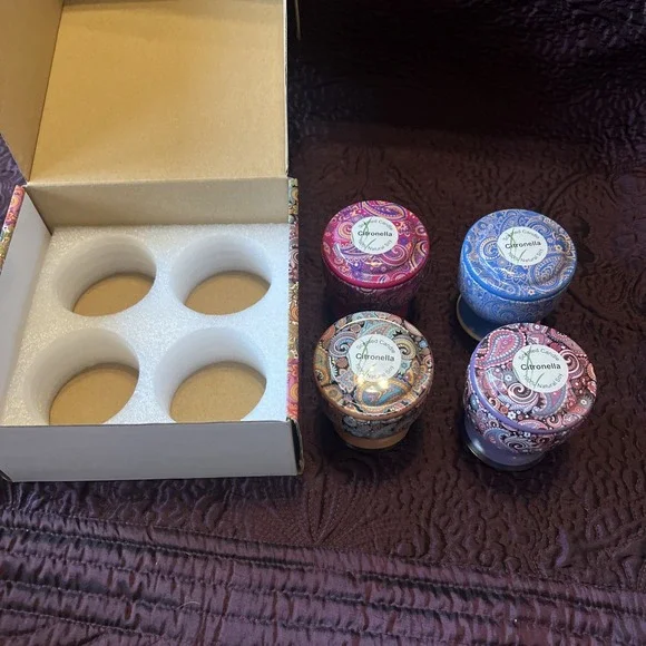 Gift Set Of 4 Scented Soy Candles In Individual Tins, Aromatherapy, Citronella - Picture 5 of 13